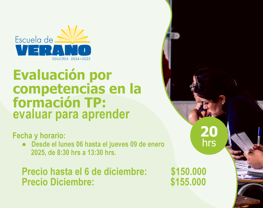 EVALUACIÓN POR COMPETENCIAS EN LA FORMACIÓN TP: EVALUAR PARA APRENDER - 20 HRS.