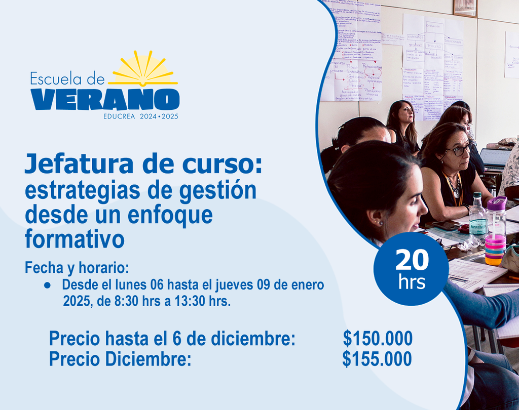 JEFATURA DE CURSO: ESTRATEGIAS DE GESTIÓN DESDE UN ENFOQUE FORMATIVO - 20 Hrs.