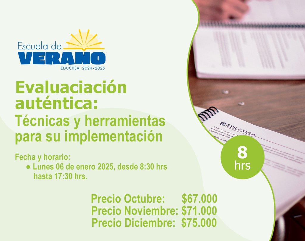 EVALUACIÓN AUTÉNTICA: TÉCNICAS Y HERRAMIENTAS PARA SU IMPLEMENTACIÓN - 8 Hrs.