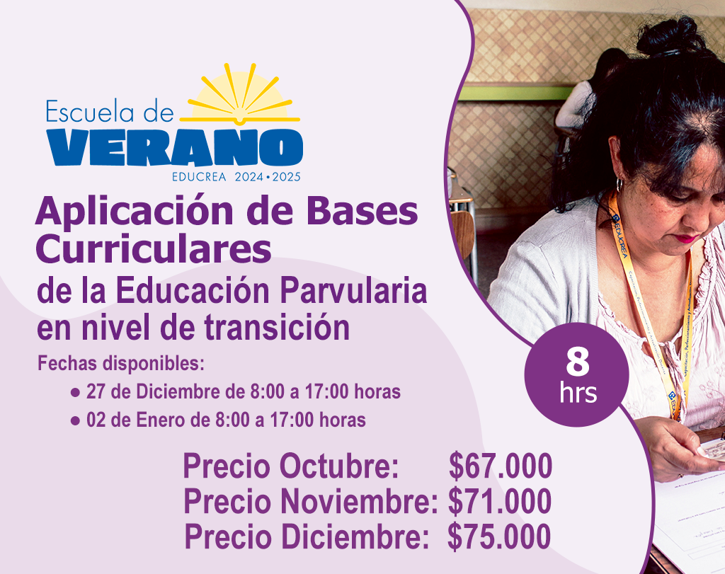 TALLER DE REFLEXIÓN PEDAGÓGICA: APLICACIÓN DE BASES CURRICULARES DE LA EDUCACIÓN PARVULARIA  NIVEL TRANSICIÓN - 8 Hrs.